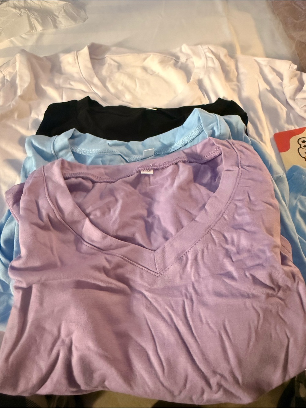 Kids V-Neck Tee Pack — Lavender, Light Blue, Black, White